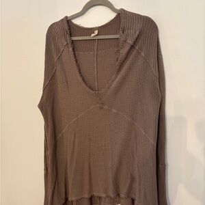 Free People Taupe V-Neck Tunic